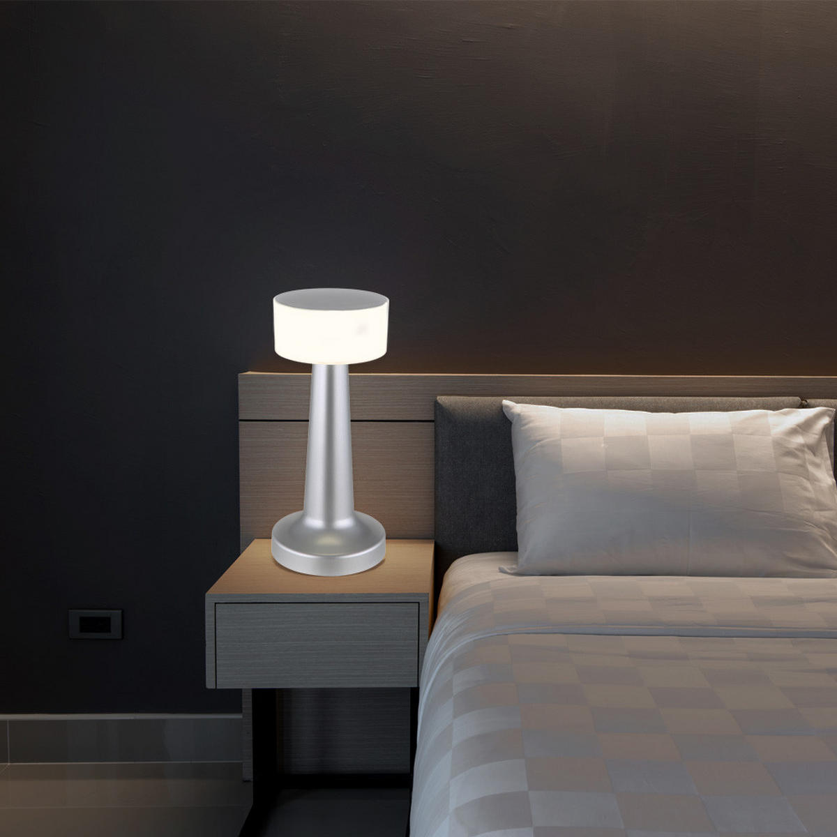 LED TISCHLEUCHTE Angelika Messing - Silberfarben, Kunststoff (9.5/9.5/21.5cm) - Globo Lighting