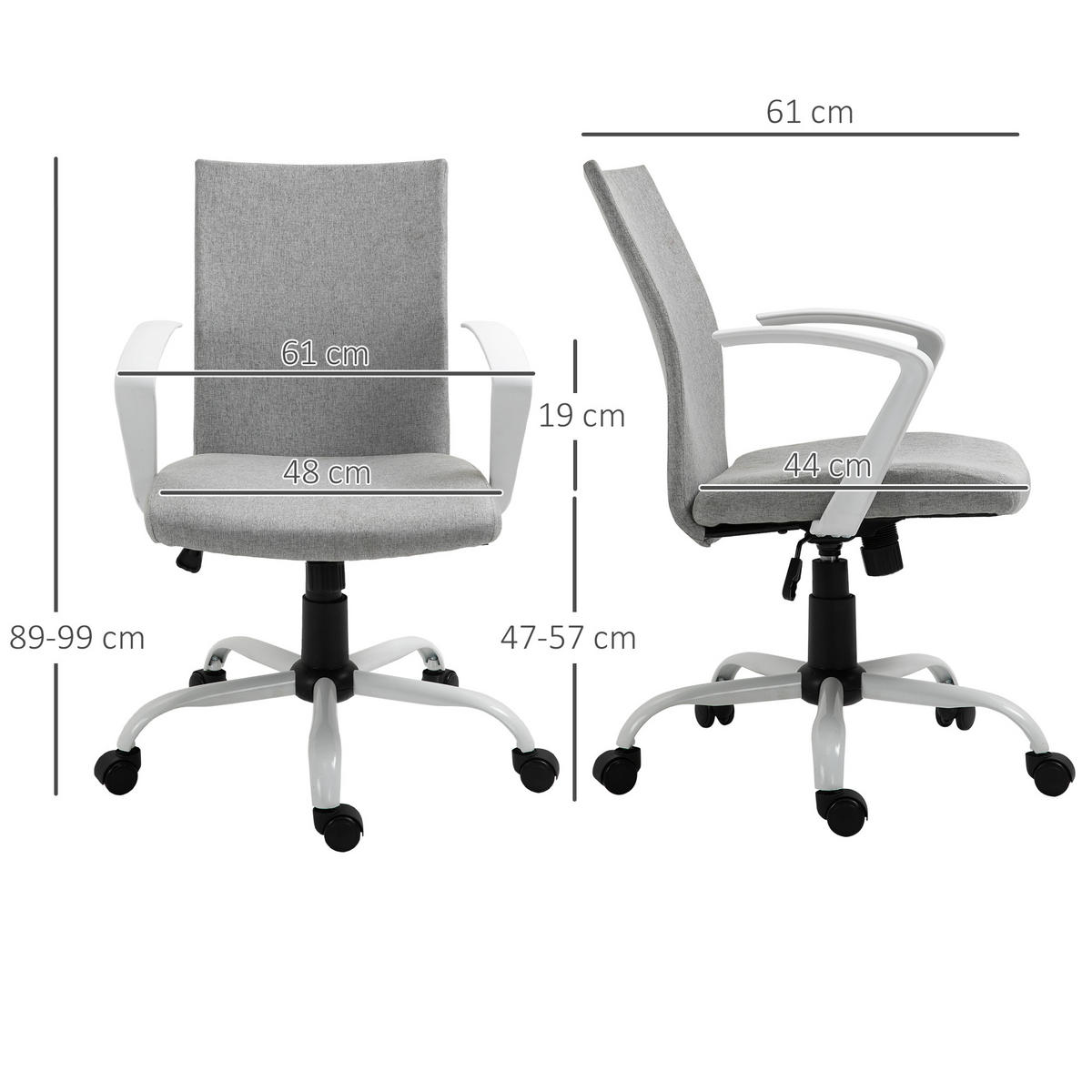 BÜROSTUHL, Schaumstoff, Nylon, Grau - Grau, Kunststoff (61/99/61cm) - Vinsetto