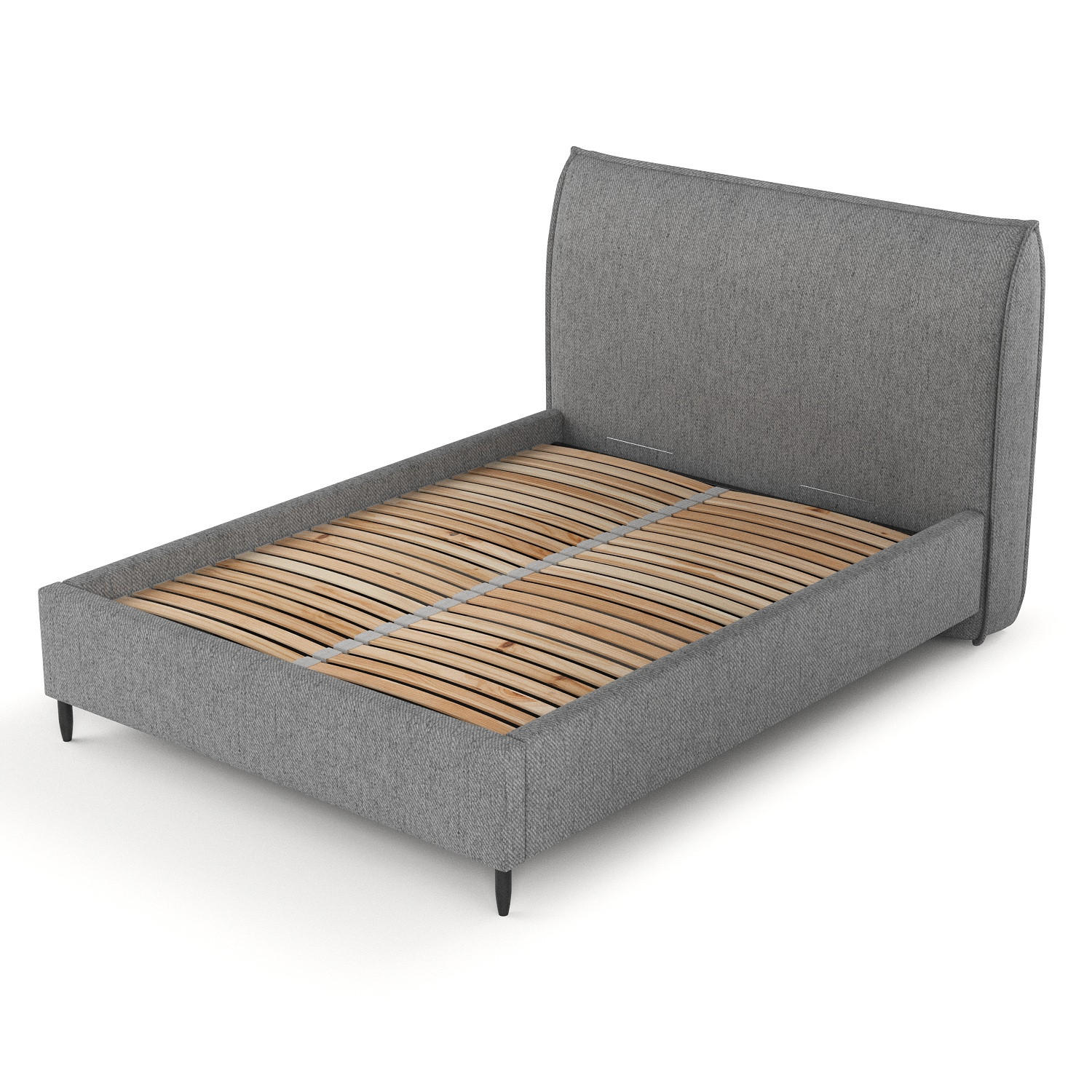 POLSTERBETT Shell Grau 160/200 cm im Webstoff - Schwarz/Naturfarben, Holz/Holzwerkstoff (160/200cm) - Maison de Reve