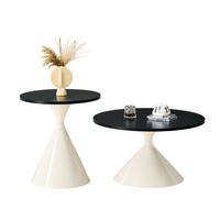 COUCHTISCH-SET DE-37434 2er-Set konusförmig mit Holzoptik Schwarz/Creme - Creme/Schwarz, Metall (50/50/50cm) - ComfortXL