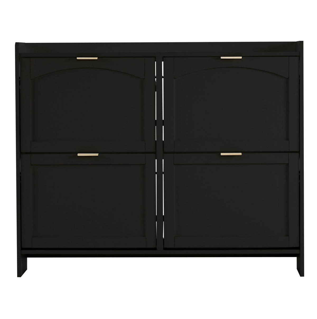 SCHUHSCHRANK mit 4 Klappenfächern 110 x 90 x 24 cm Schwarz - Schwarz, Holz (24/90/110cm) - Beauniv
