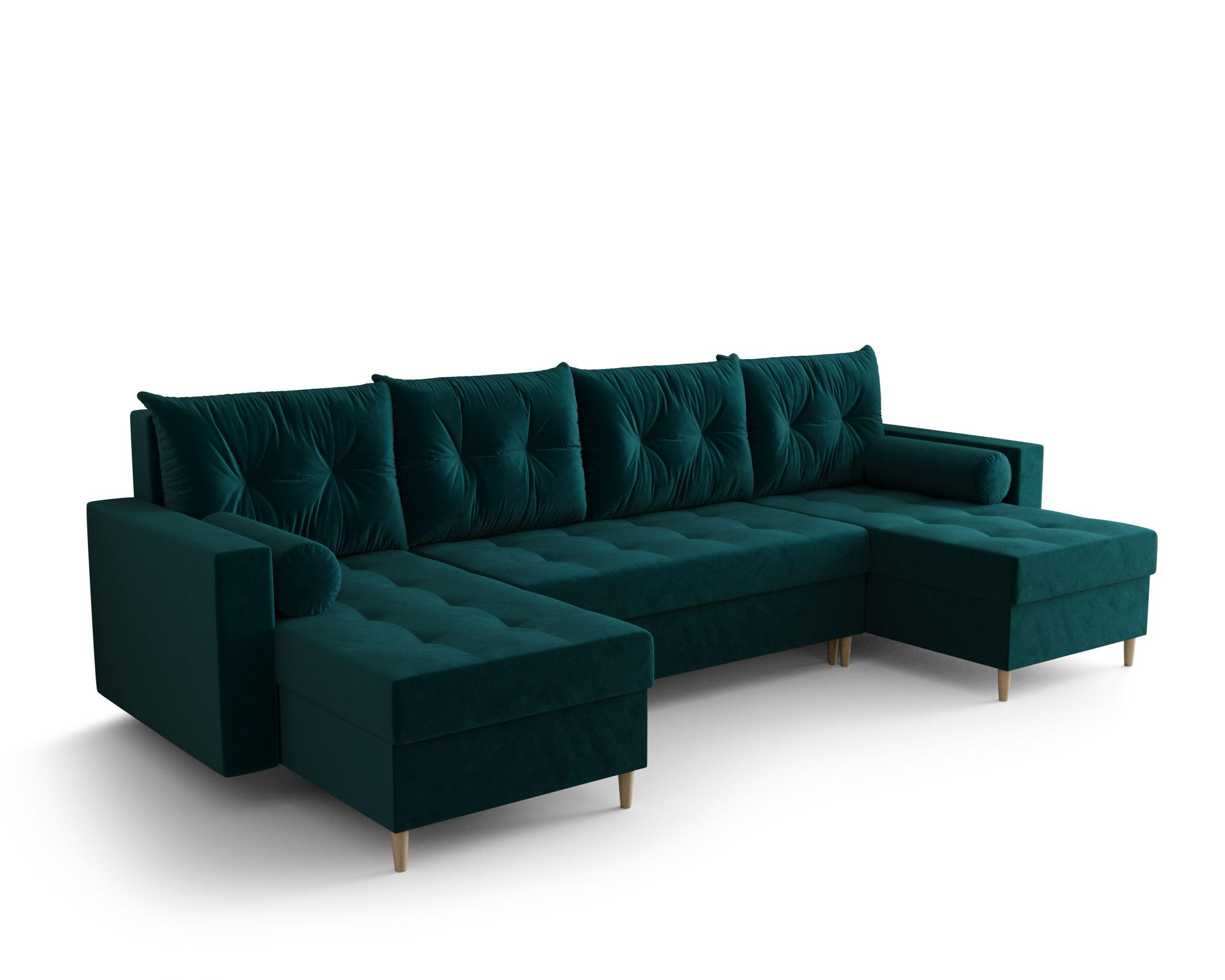 ECKSOFA SKANDI U Itaka 39 mit Schlaffunktion - Grün, Textil (300/88/145cm) - Bedante