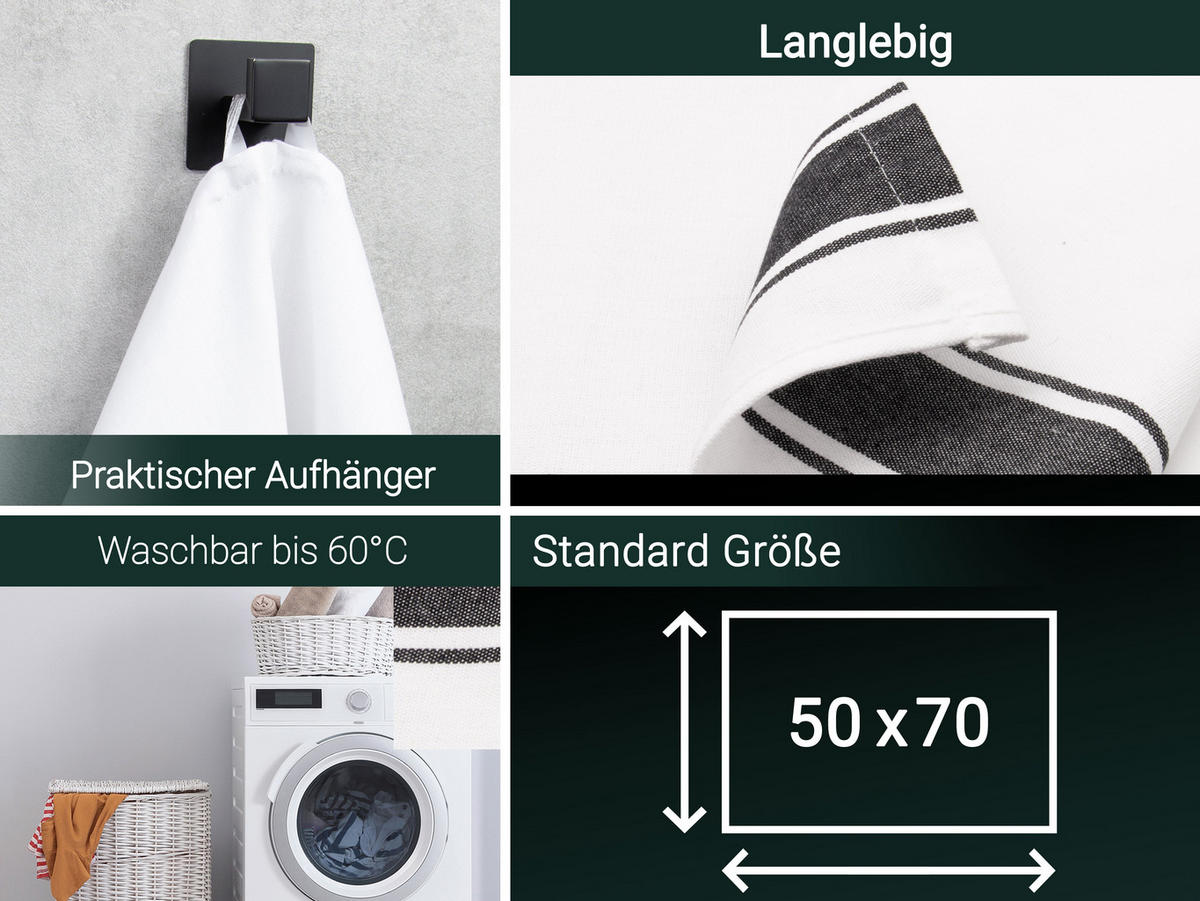 GESCHIRRTÜCHER, 5er-Set, 50x70 cm, 100% Baumwolle, Weiß - Weiß, Textil (50/70cm) - Zollner