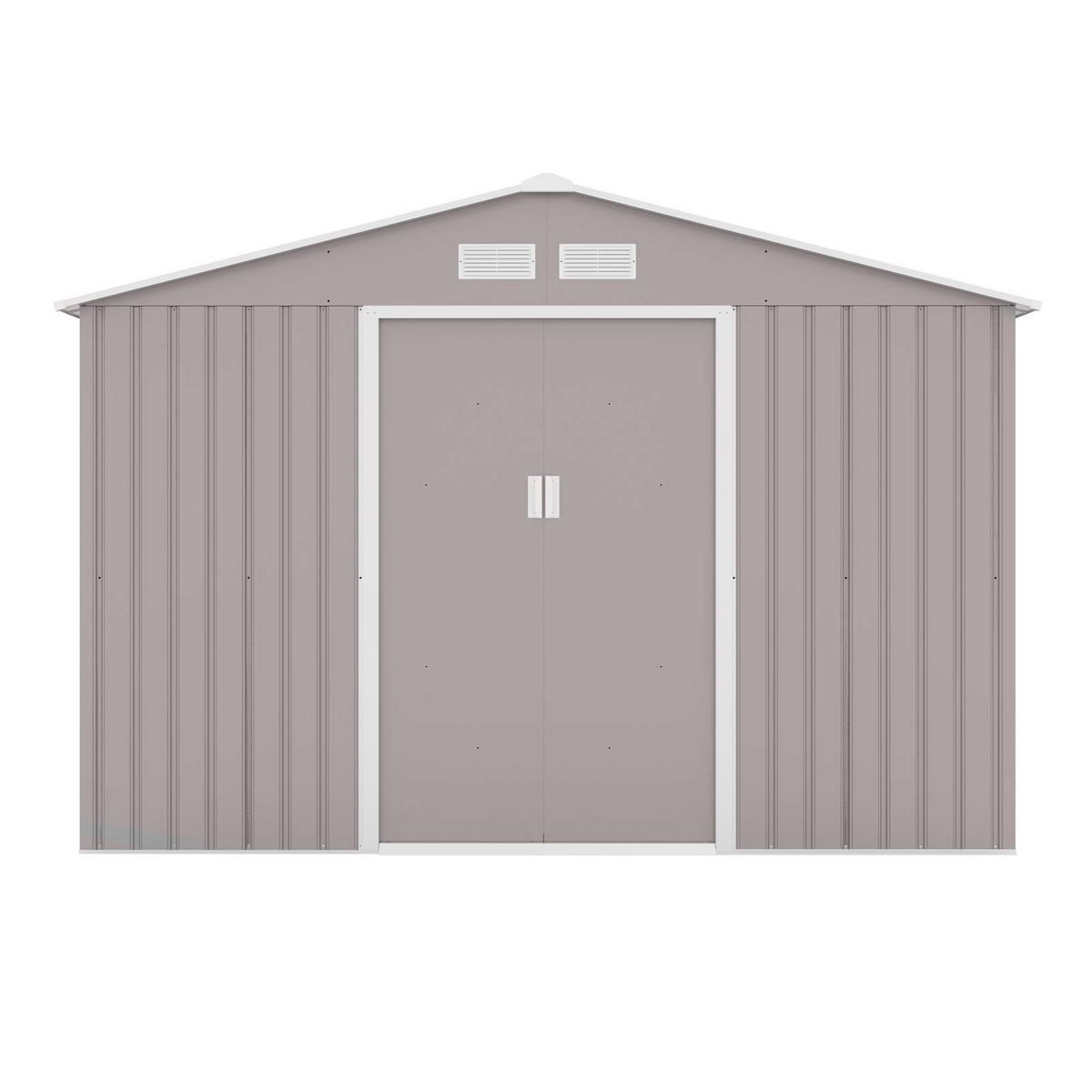 GERÄTEHAUS mit Bodenrahmen Metall S300 Hellgrau - Grau, Metall (319/192/277cm) - HATTORO
