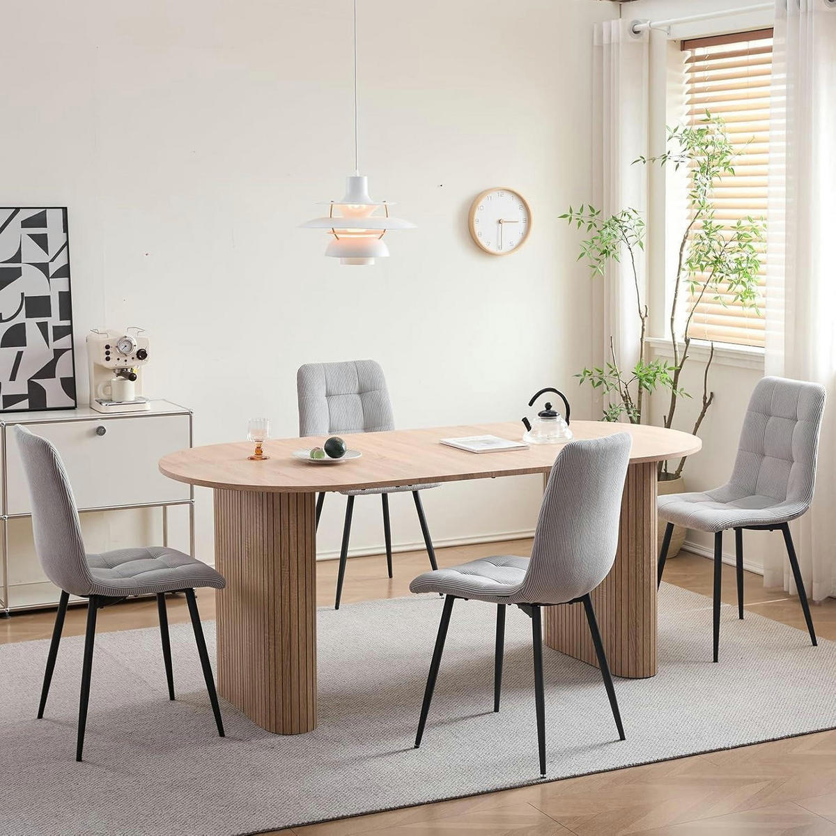 ESSZIMMERSTUHL 2er-Set Cord Hellgrau mit bequemer Polsterung - Grau, Textil (43/89.5/44cm)