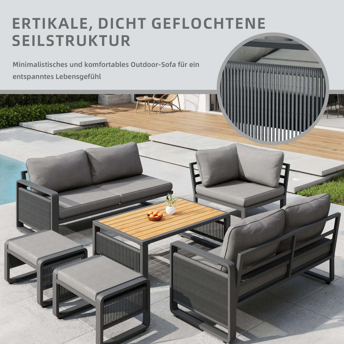 GARTEN LOUNGESESSEL SET Grau - Grau, Metall - ComfortXL