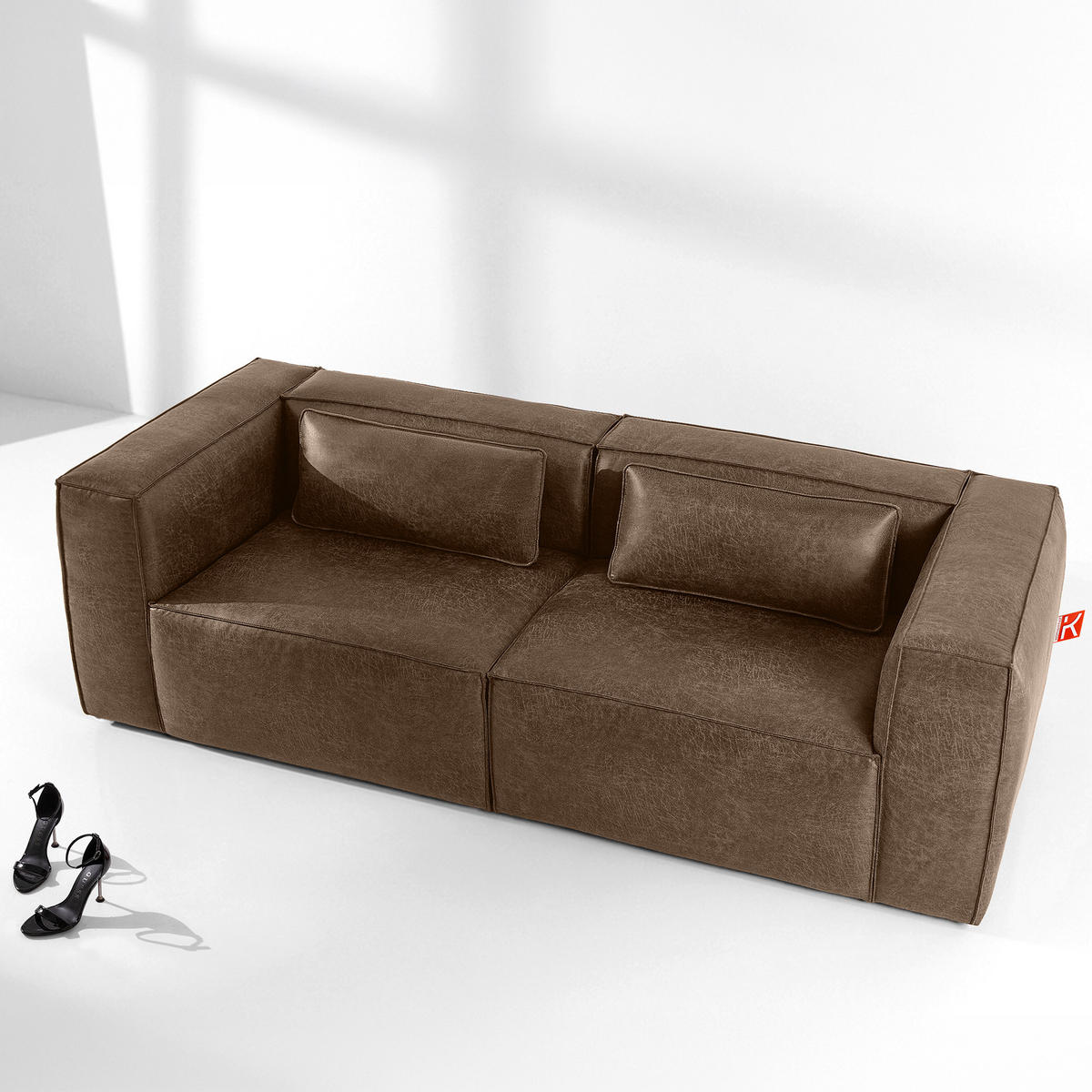 3-SITZER SOFA FEROX, Dunkelbraun - Dunkelbraun, Holz/Holzwerkstoff (240/73/96cm) - KONSIMO®