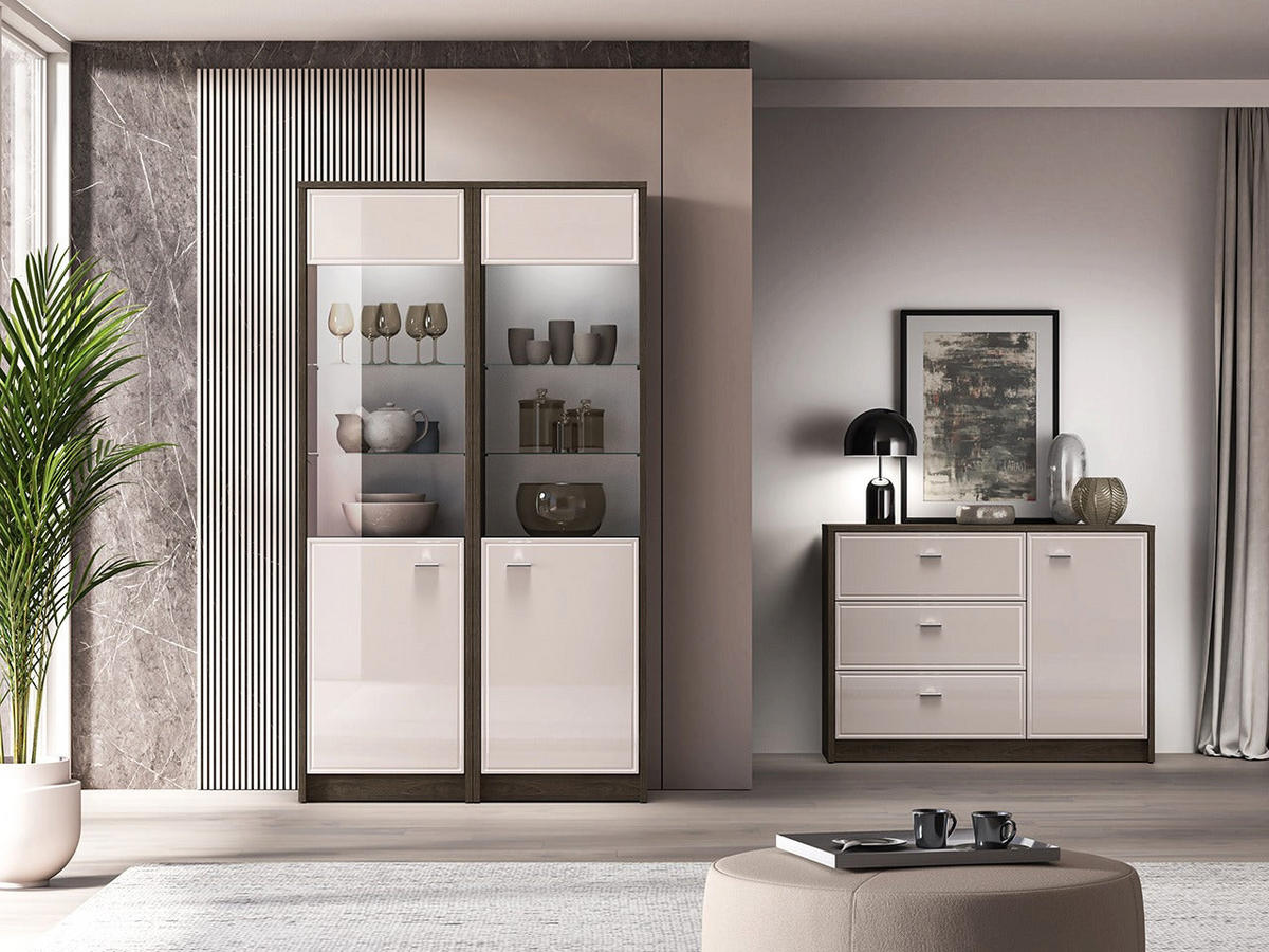 VITRINE – 55 cm – Avante – Kaschmir / Eichefarben - Kaschmir/Eichefarben, Holzwerkstoff (55/195/40cm) - hi-markt