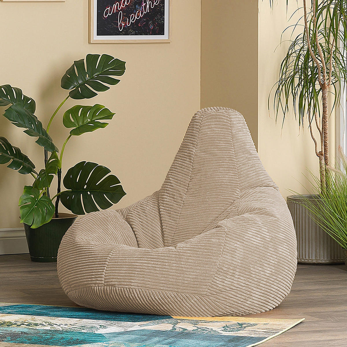 SITZSACK Sessel aus Cord 2-tlg. - Beige, Kunststoff (90/73/84cm) - icon