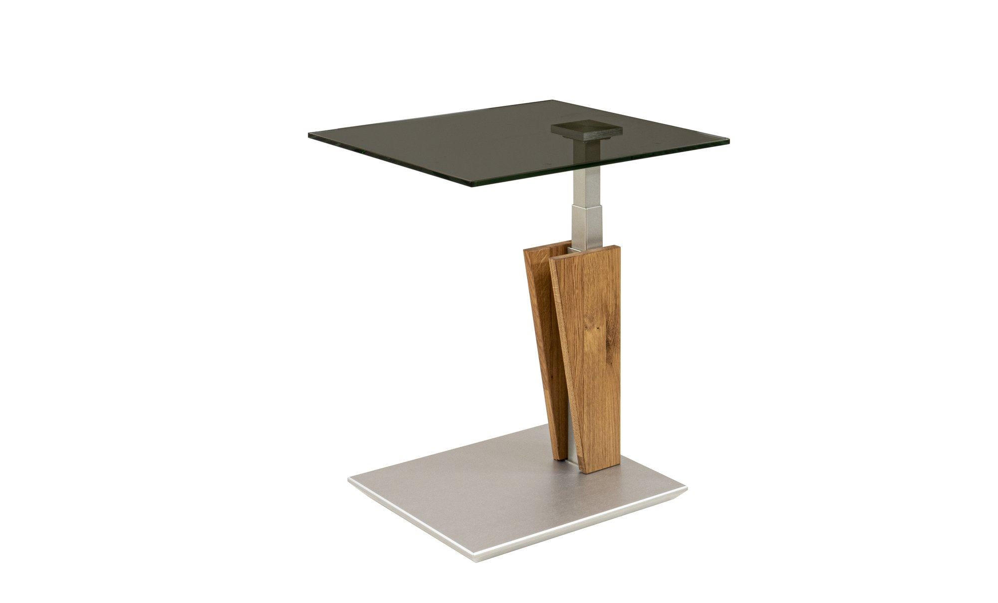 BEISTELLTISCH höhenverstellbar Catlin 55x47x47 Parsolglas Schwarz - Wildeiche/Grau, Glas (55/47/47cm) - 58aufmkessel
