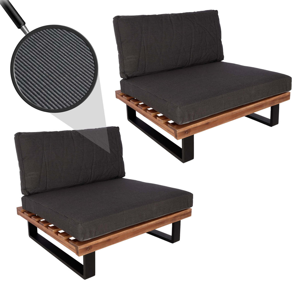 LOUNGESESSEL Garten 2er-Set Braun Dunkelgrau - Braun, Metall (82/75/82cm) - PROREGAL