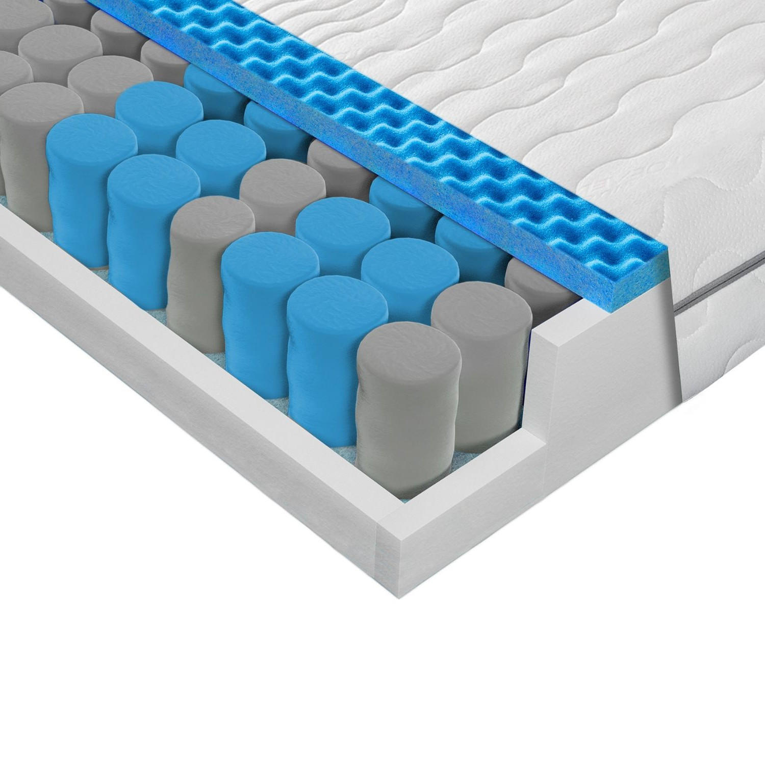 TASCHENFEDERKERNMATRATZE 90x200 H3+H4, Höhe 21cm - Öko Tex zertifizierte Matratze 90x200 mit waschbarem Bezug - Weiß, Textil (90/200cm) - Sleepneo