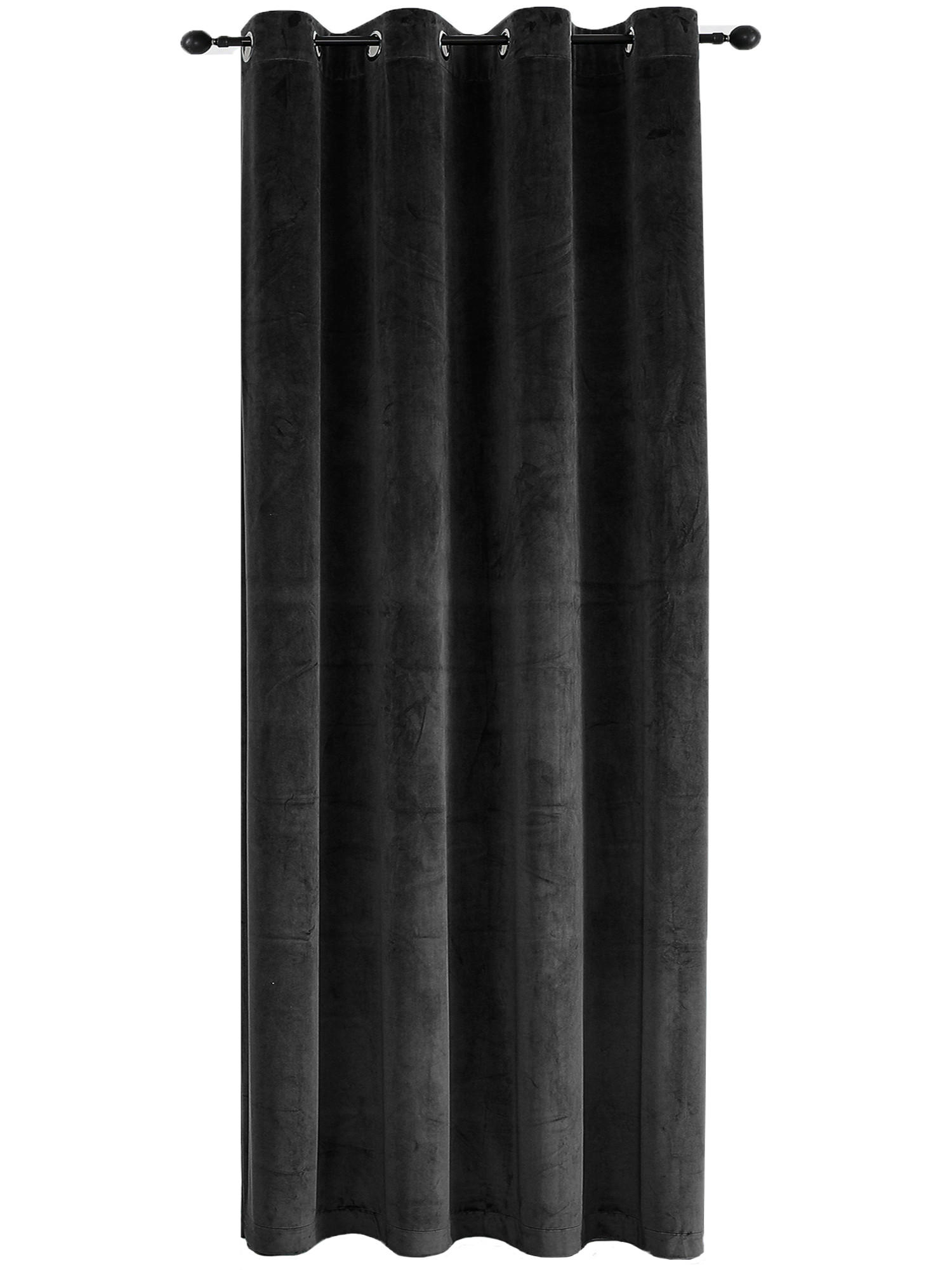 VORHANG Ösen Samt 140/145 cm schwarz - Schwarz, Textil (140/145cm) - TiborTex