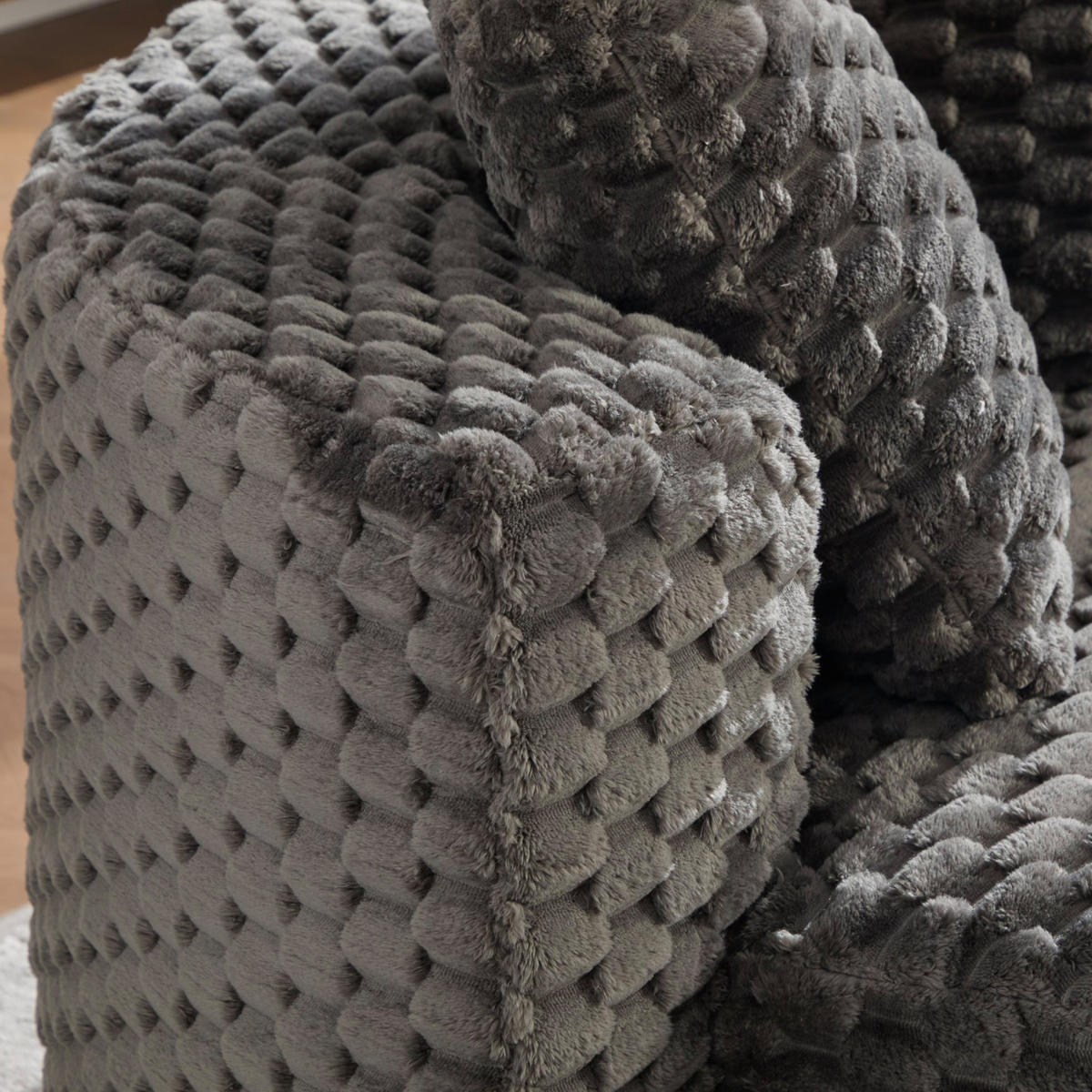 SESSEL 130/115/103 cm mit Hocker, 360°-Fassdesign, Stoffbezug und ohne Montage, Dunkelgrau - Dunkelgrau, Textil (116/65/129cm) - Redom