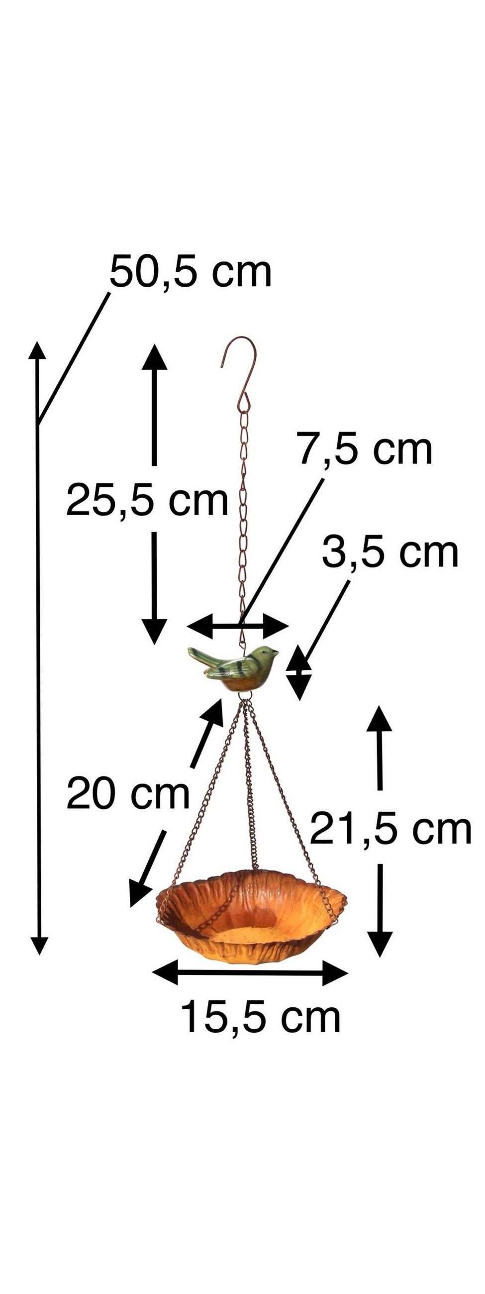 VOGELFUTTERSTATION Zum Aufhängen Metall Braun - Braun, Metall (15.5/50.5/15.5cm) - DanDiBo