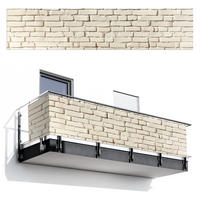BALKON-SICHTSCHUTZ Ziegel - Wand - Licht - Weiß - Creme, Kunststoff (500/110cm) - MuchoWow