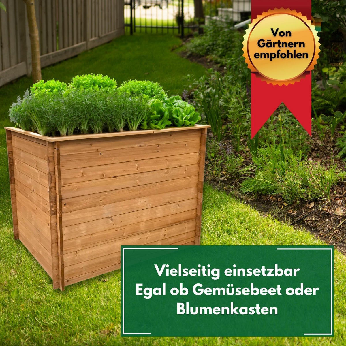 HOCHBEET MARVIN Holz inkl. Pflanzfolie - Naturfarben, Holz (85/87/115cm) - Coemo