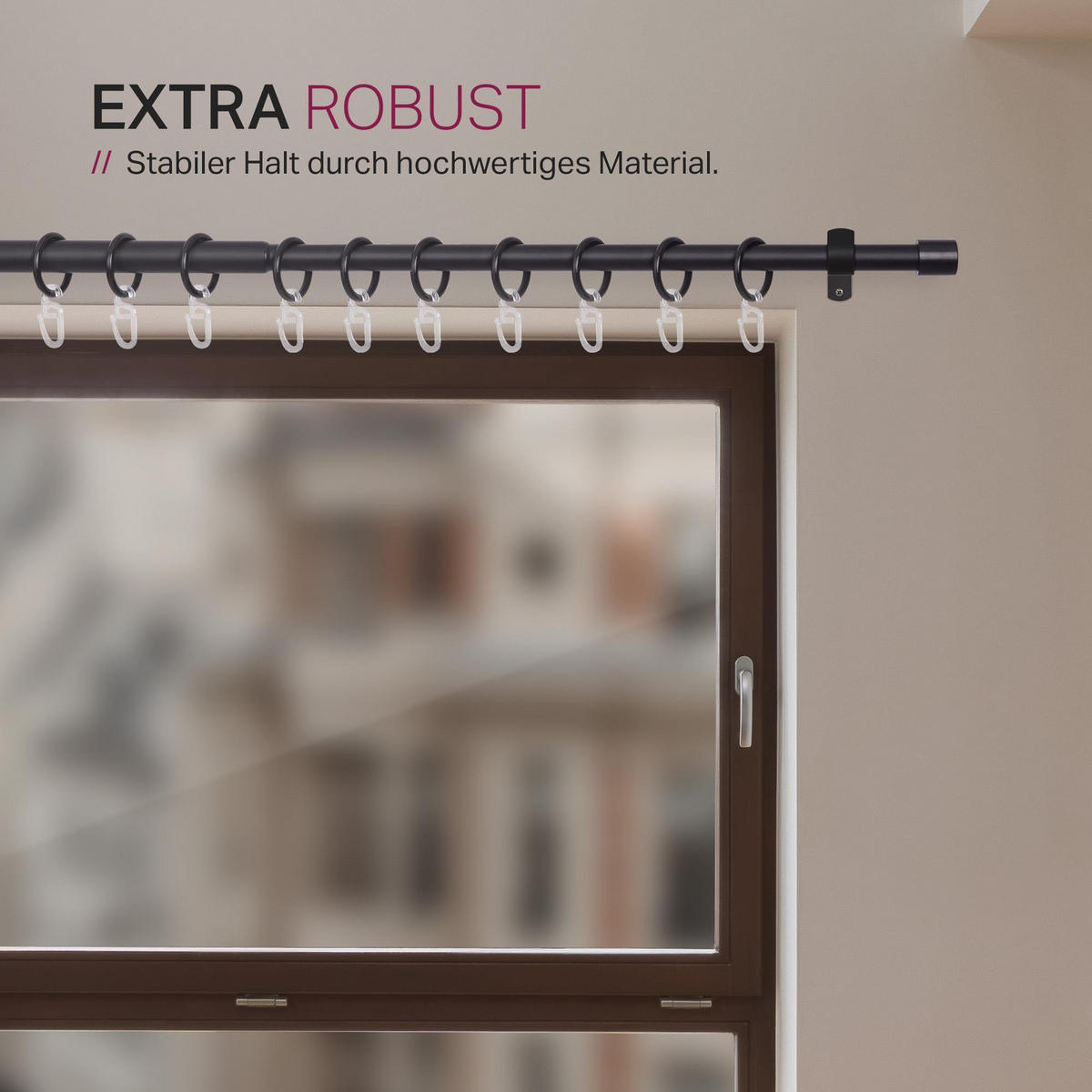 GARDINENSTANGENSET 120-220cm Schwarz Kugel - Schwarz, Metall (120cm)