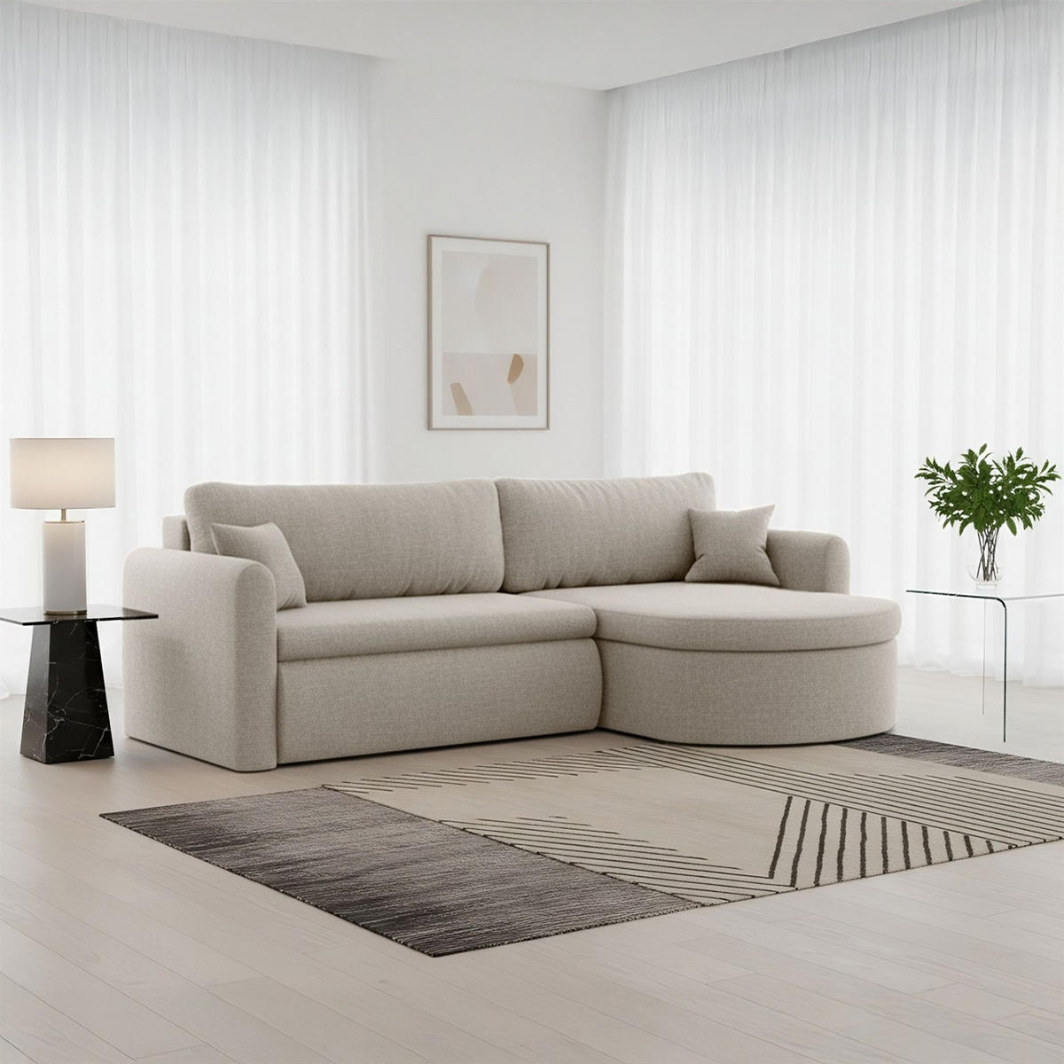ECKSOFA Feliz In Faro - Beige, Holzwerkstoff/Textil (250/160cm) - Fun Möbel