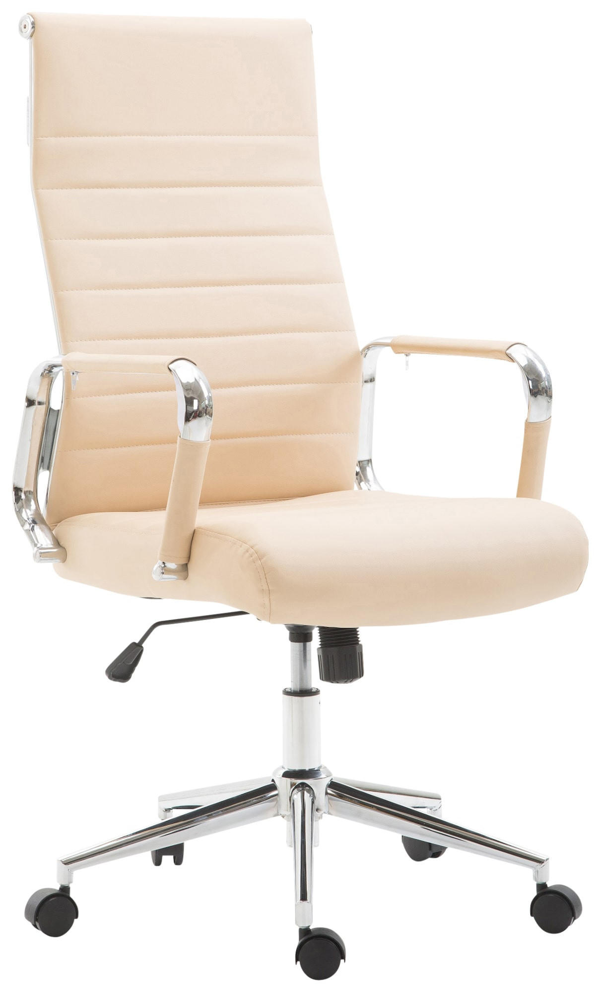 DREHSTUHL Lederlook creme - Chromfarben/Creme, Textil/Metall (58/105/66cm) - CLP