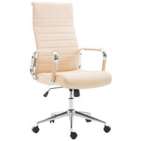 DREHSTUHL Lederlook creme - Chromfarben/Creme, Textil/Metall (58/105/66cm) - CLP