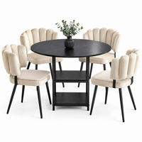 ESSTISCH-SET 5-tlg. 107 cm Schwarz/Hellbraun - Schwarz, Metall (107/75/107cm) - Meubliv