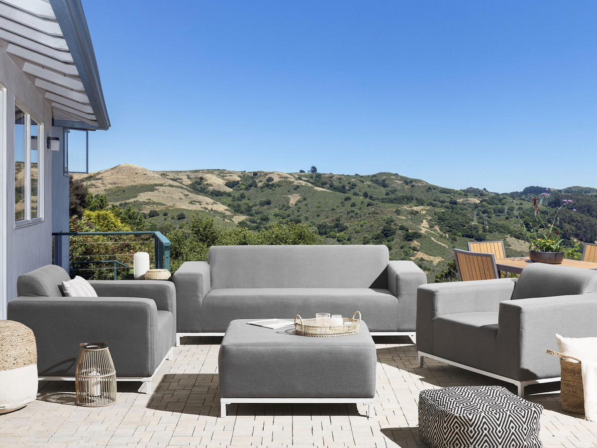 LOUNGE SET 5-Sitzer grau/weißes Gestell Rovigo - Schwarz/Grau, Textil - Beliani