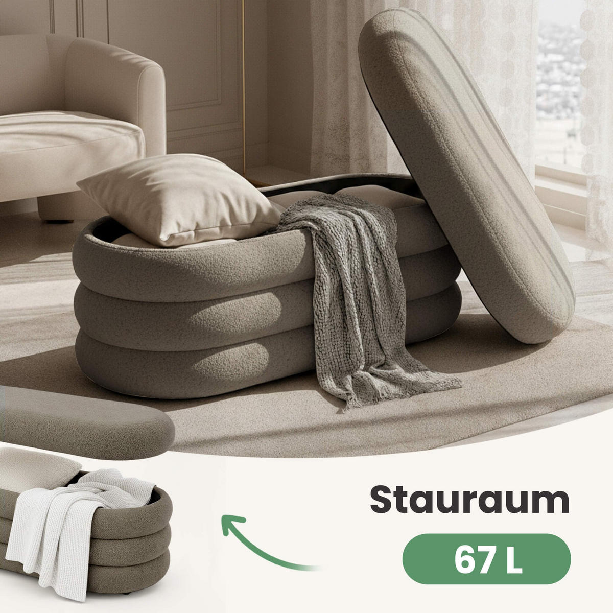 SITZBANK Mocha - Mokka, Textil/Metall (100/42/42cm) - Akord