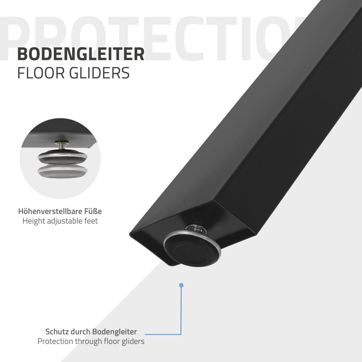 TISCHBEINE 2er Set 50xH72 cm X-Form, Schwarz - Schwarz, Metall (50/8/72cm) - ML-DESIGN