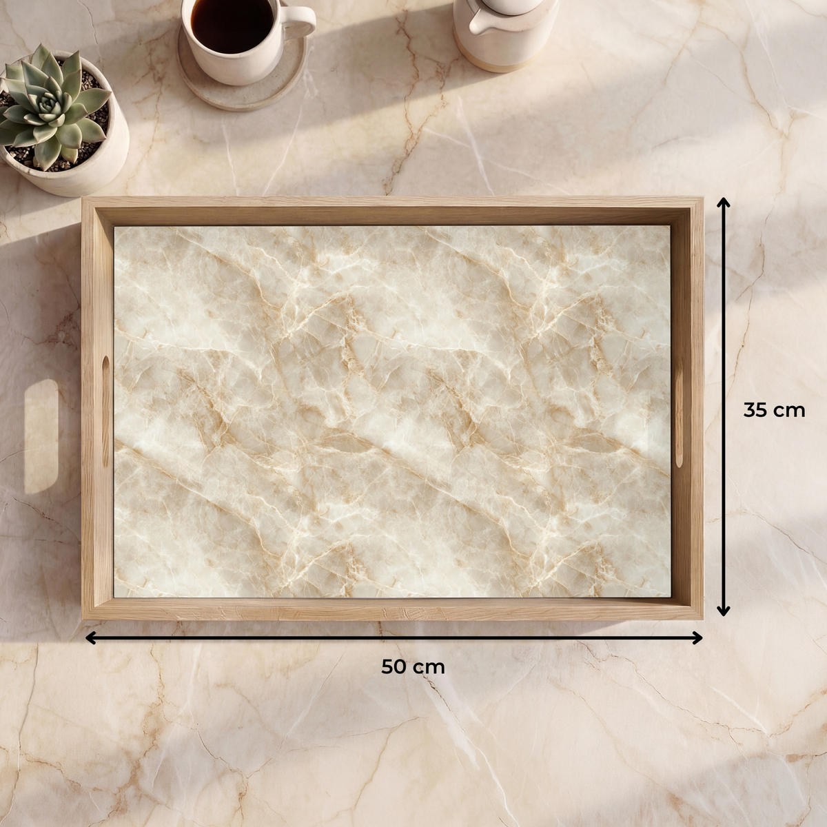 SERVÍROVACÍ PODNOS Světle béžová - Onyx - Jemná 50x35 cm - béžová, dřevo (50/5/5cm) - OnlyWow