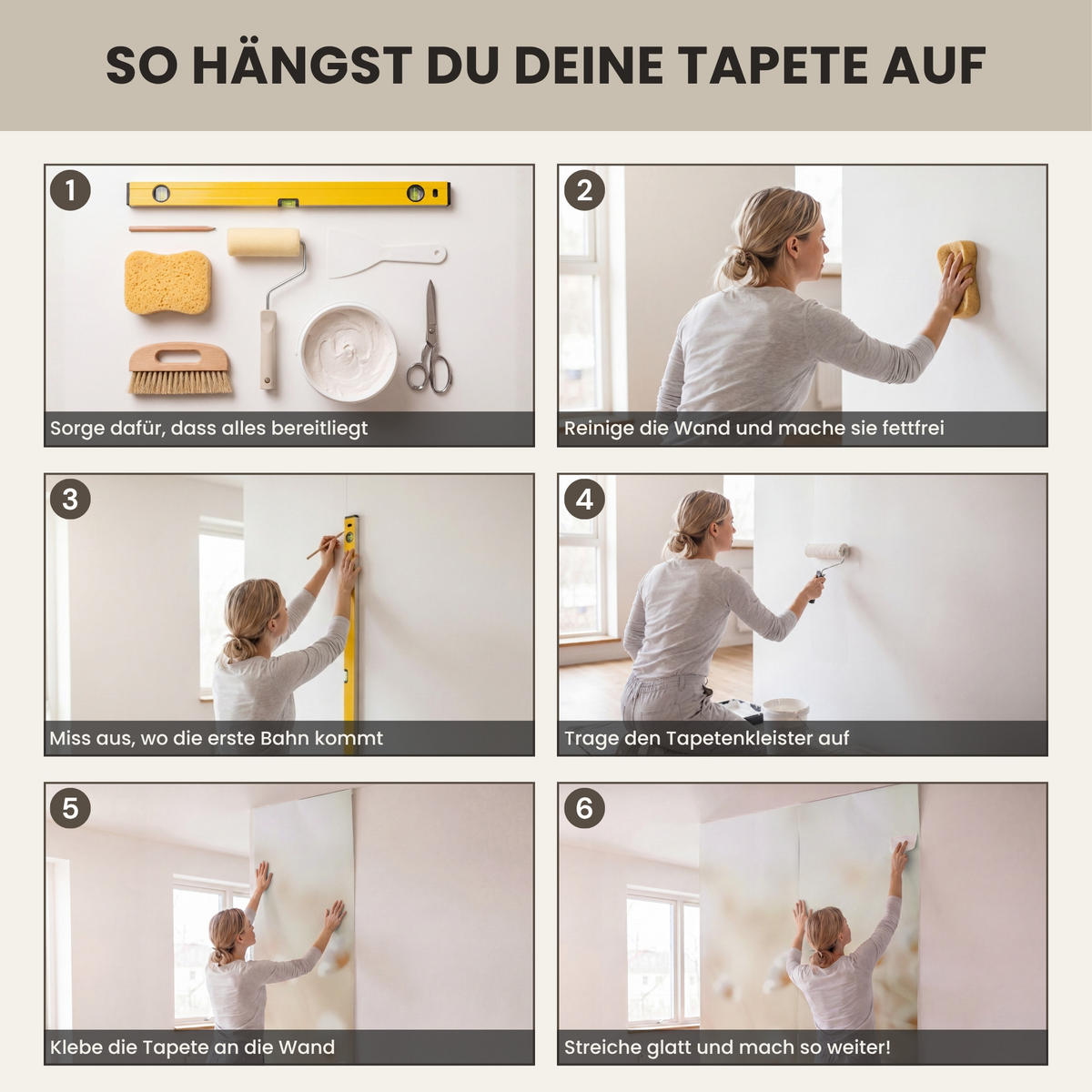 TAPETE - Wild - Blumen - Weiß - 100x280 cm - Creme, Papier (100/280cm) - OnlyWow