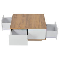 COUCHTISCH 70/70 cm mit 3 Schubladen und Ablagefach in Weiß/Walnuss - Walnussfarben, Holzwerkstoff (70/70/31.5cm) - BEAOK