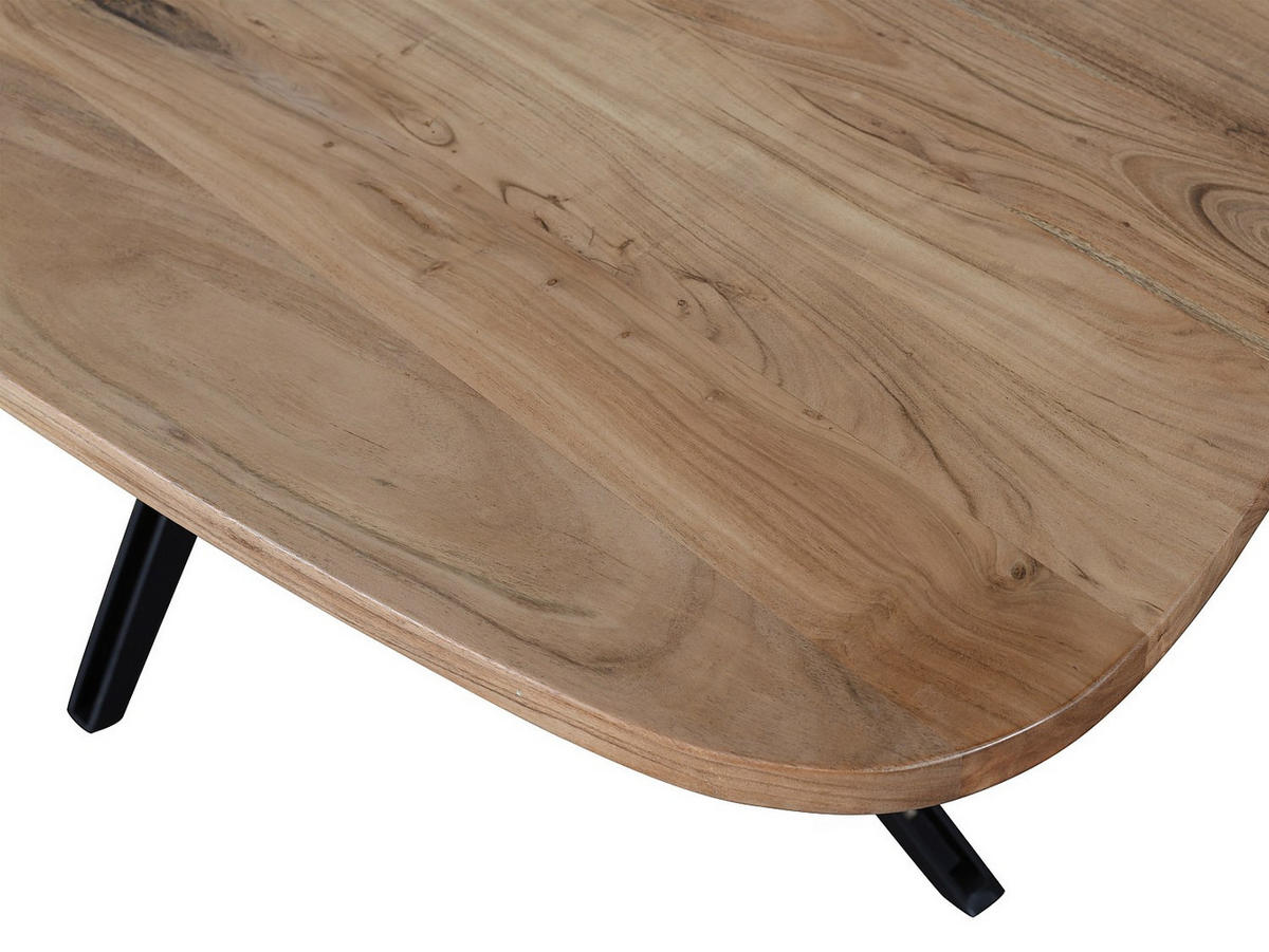 ESSTISCH - 8 Personen - Holz, Platte - Schwarz, Naturfarben Hell - LIVIANI - Schwarz/Naturfarben, Holz (100/190/76cm) - Vente-Unique