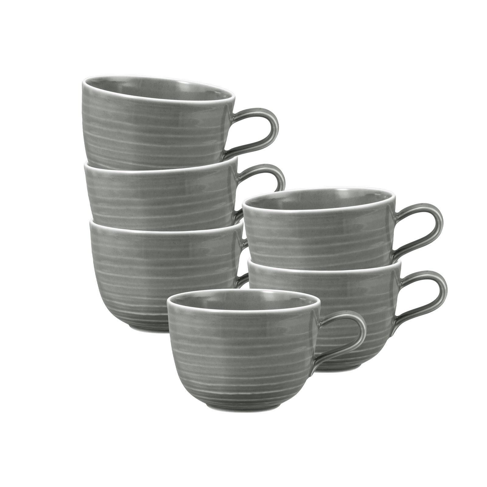MILCHKAFFEETASSEN Terra Perlgrau 400 ml 6er Set - Grau, Keramik (0.4L) - Seltmann Weiden