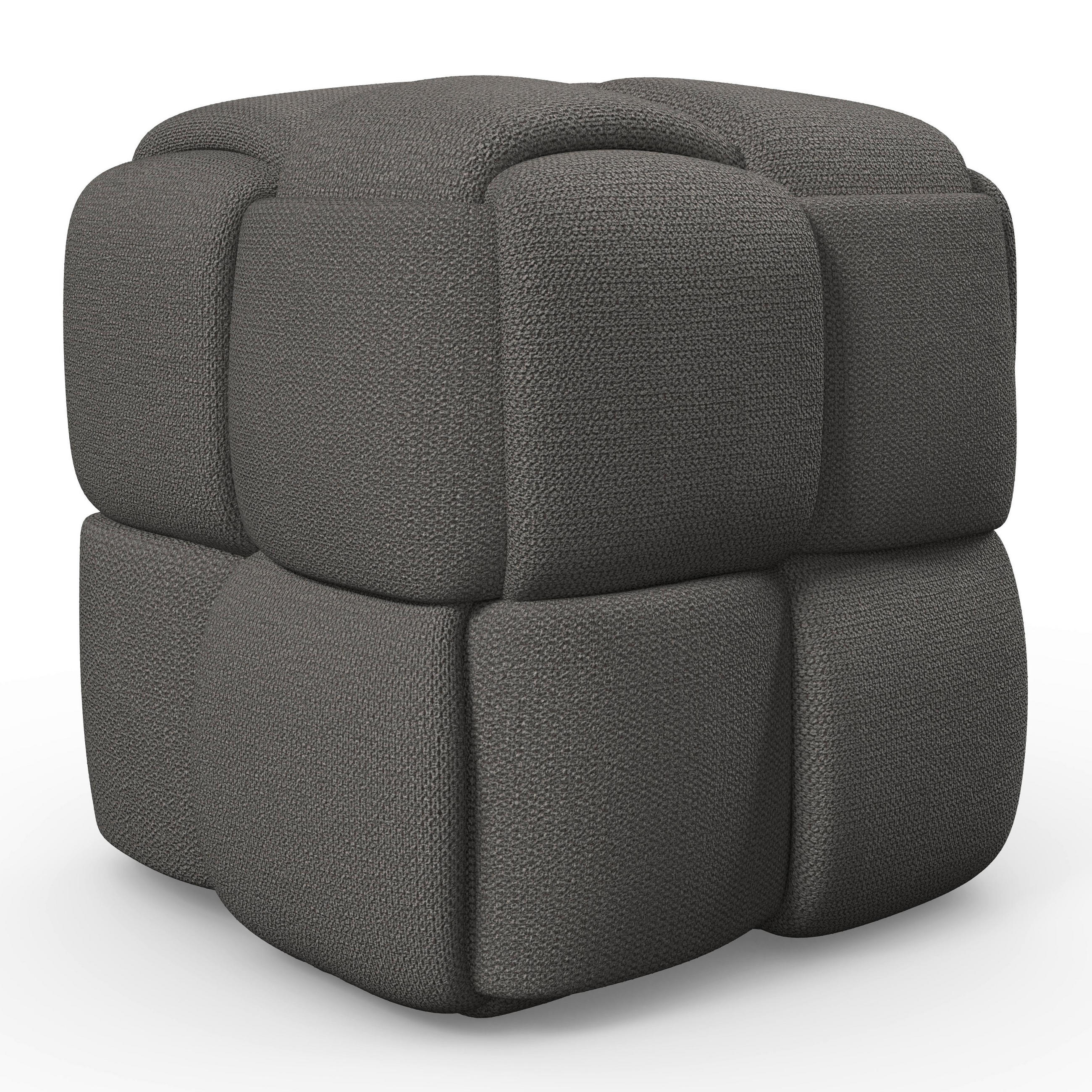 HOCKER Ella Dunkelgrau Bouclé - Dunkelgrau, Holz (45/45/45cm) - Bessagi Home