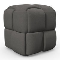 HOCKER Ella Dunkelgrau Bouclé - Dunkelgrau, Holz (45/45/45cm) - Bessagi Home