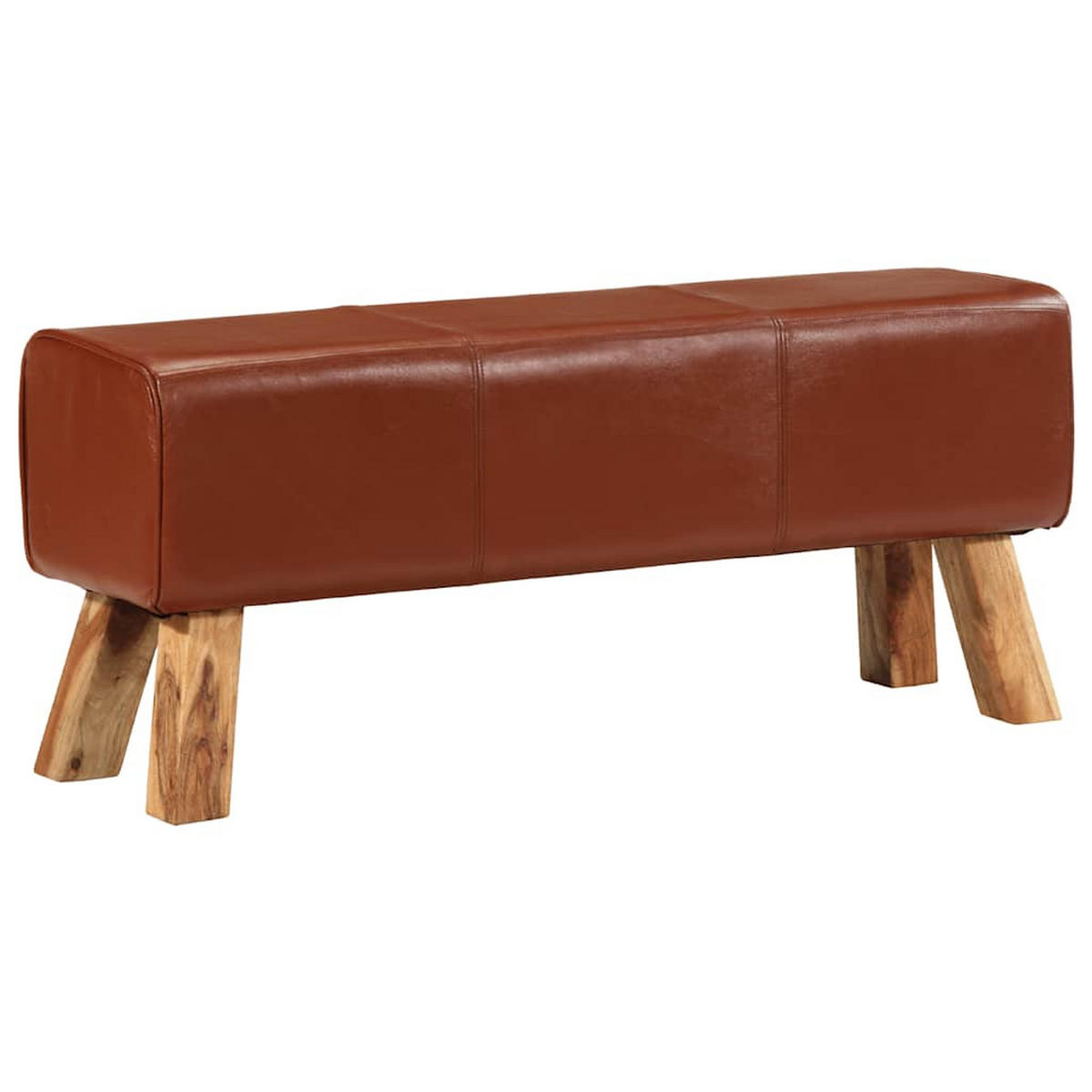 SITZBANK Turnbock Braun 110 Cm Echtleder Und Massivholz Mango - Braun, Leder (30/46/110cm) - vidaXL