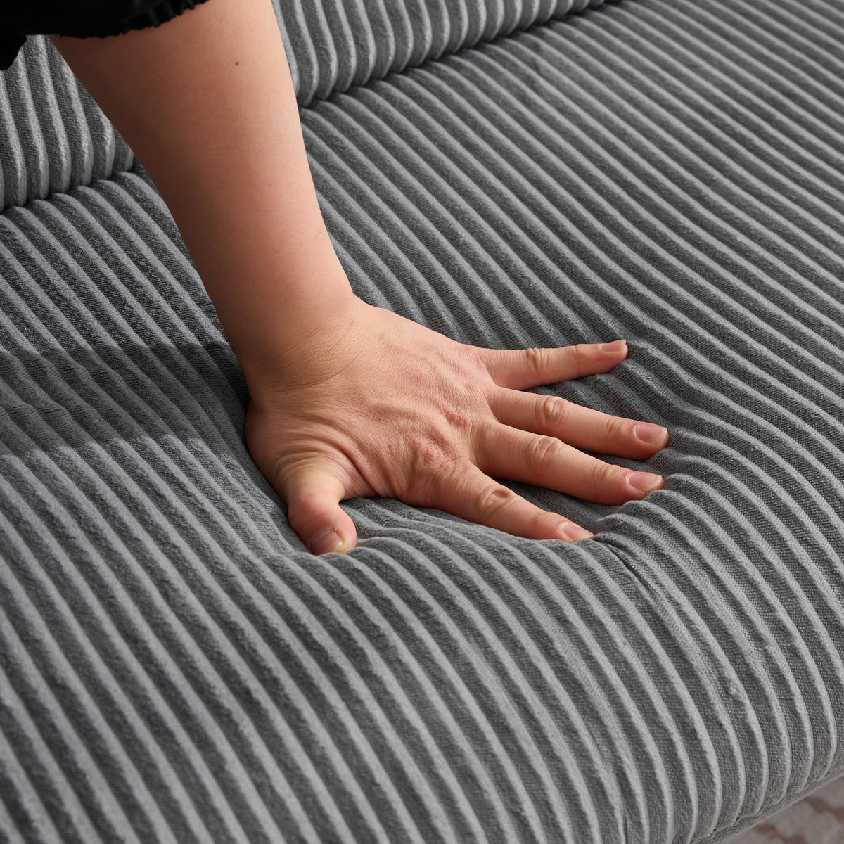 SOFA mit verstellbarer Rückenlehne und Relaxfunktion aus Samt - Grau, Textil (168/67/86cm) - EVRYAE