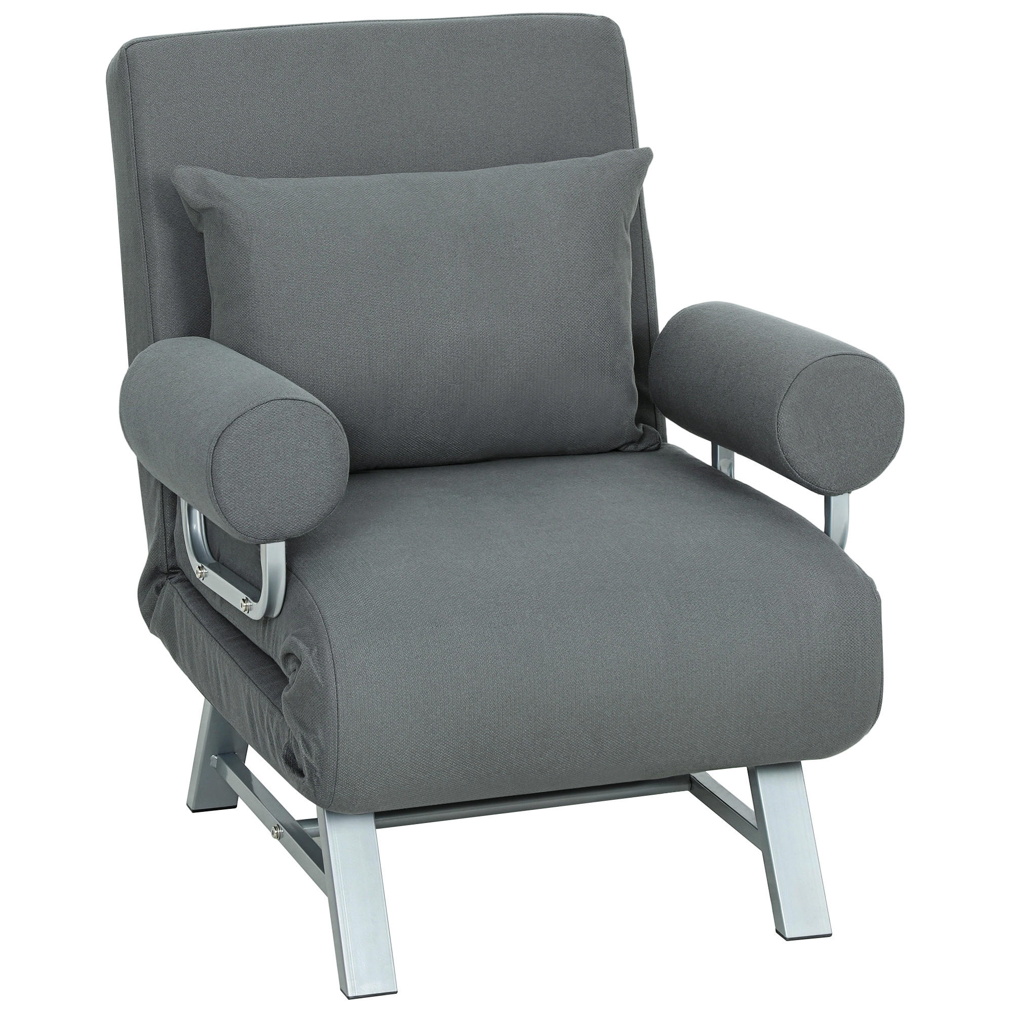 SCHLAFSESSEL Polyester Stahl Dunkelgrau - Dunkelgrau/Silberfarben, Textil/Metall (73/81/78cm) - HOMCOM