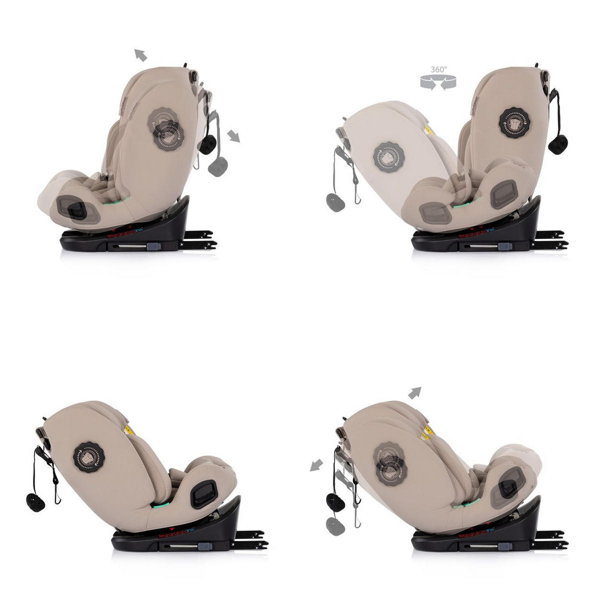 KINDERSITZ Techno iGROW i-Size beige (40-150cm) Isofix Top Tether Kopfstütze - Beige, Kunststoff (48/85/43cm) - Chipolino