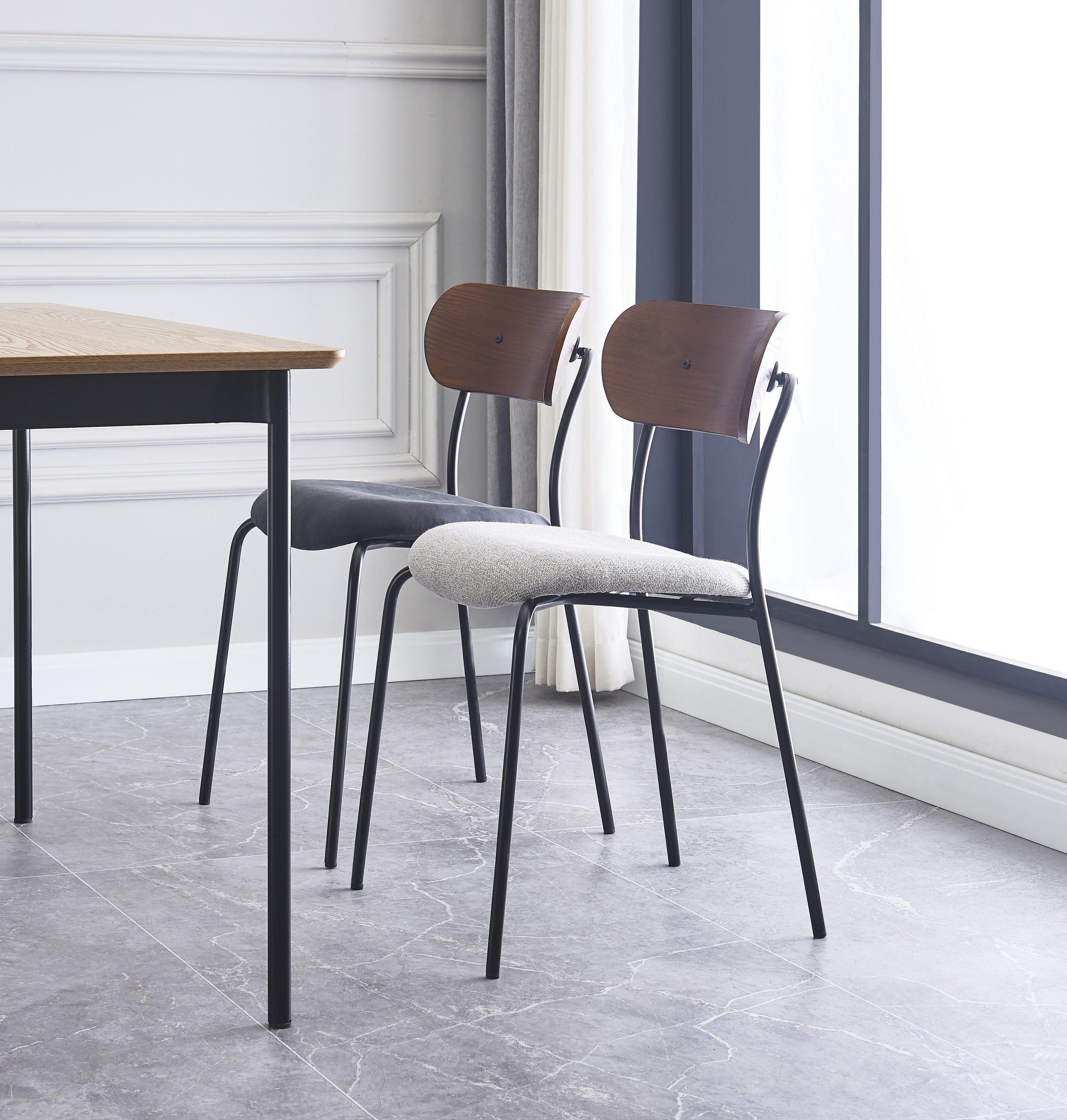 STUHL 2er-Set Stoff Grau - Grau, Textil (51.5/79/50.5cm) - Nordlys