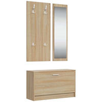 SCHUHSCHRANK-SET 3-In-1 Sonoma-Eiche Holzwerkstoff - Braun, Holzwerkstoff (27/46.5/80cm) - vidaXL