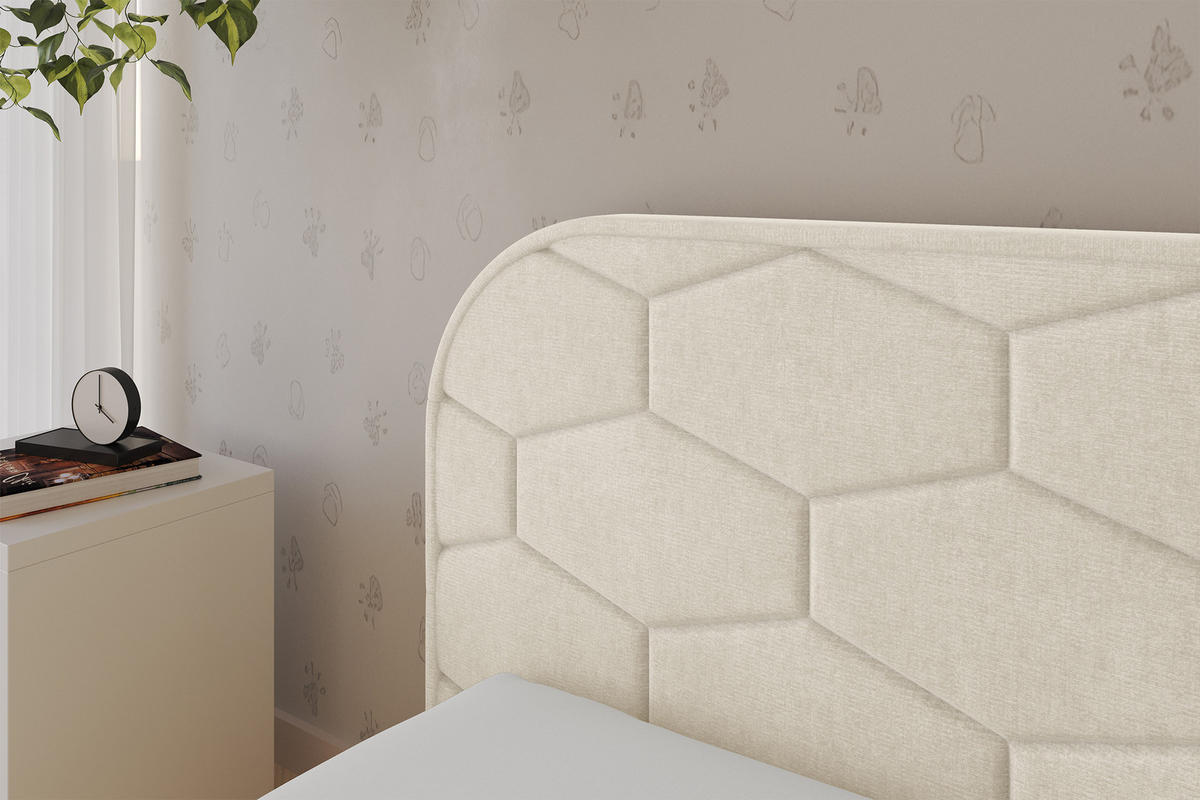 EINZELLBETT Jugendbett mit Bettkasten und Matratze H3/H4, Rechts - JAXY 90x200 Beige - Naturfarben, Holzwerkstoff/Textil (90/200cm) - ALTDECOR