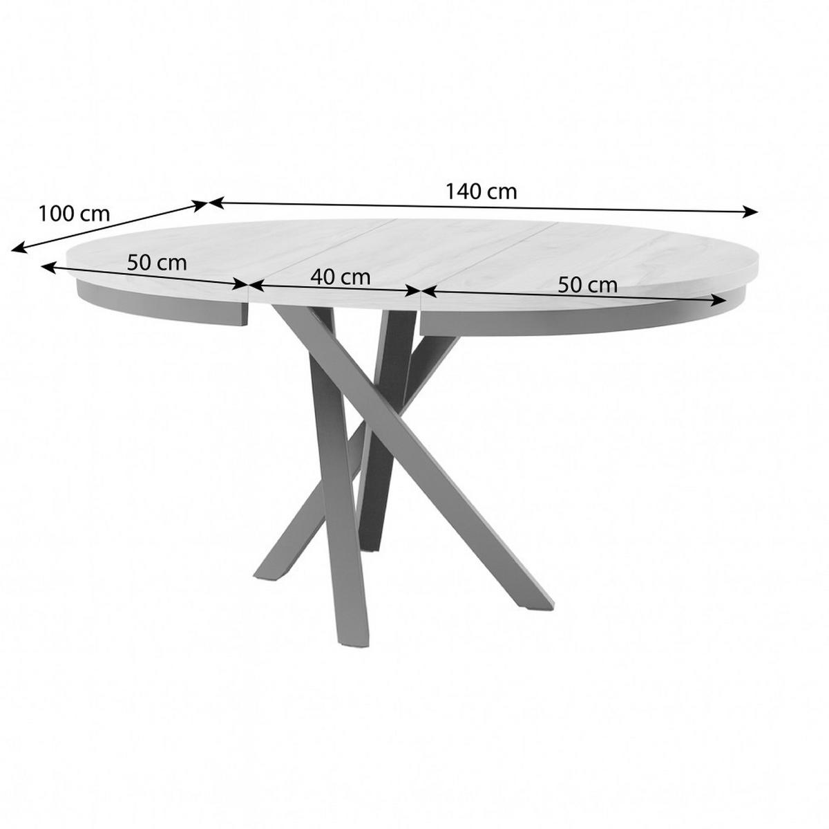 ESSTISCH Kris, Runder, mit Metallbeinen, eiche Artisan+Schwarz - Schwarz/Eiche Artisan, Holzwerkstoff/Metall (100/100/77cm) - Beautysofa