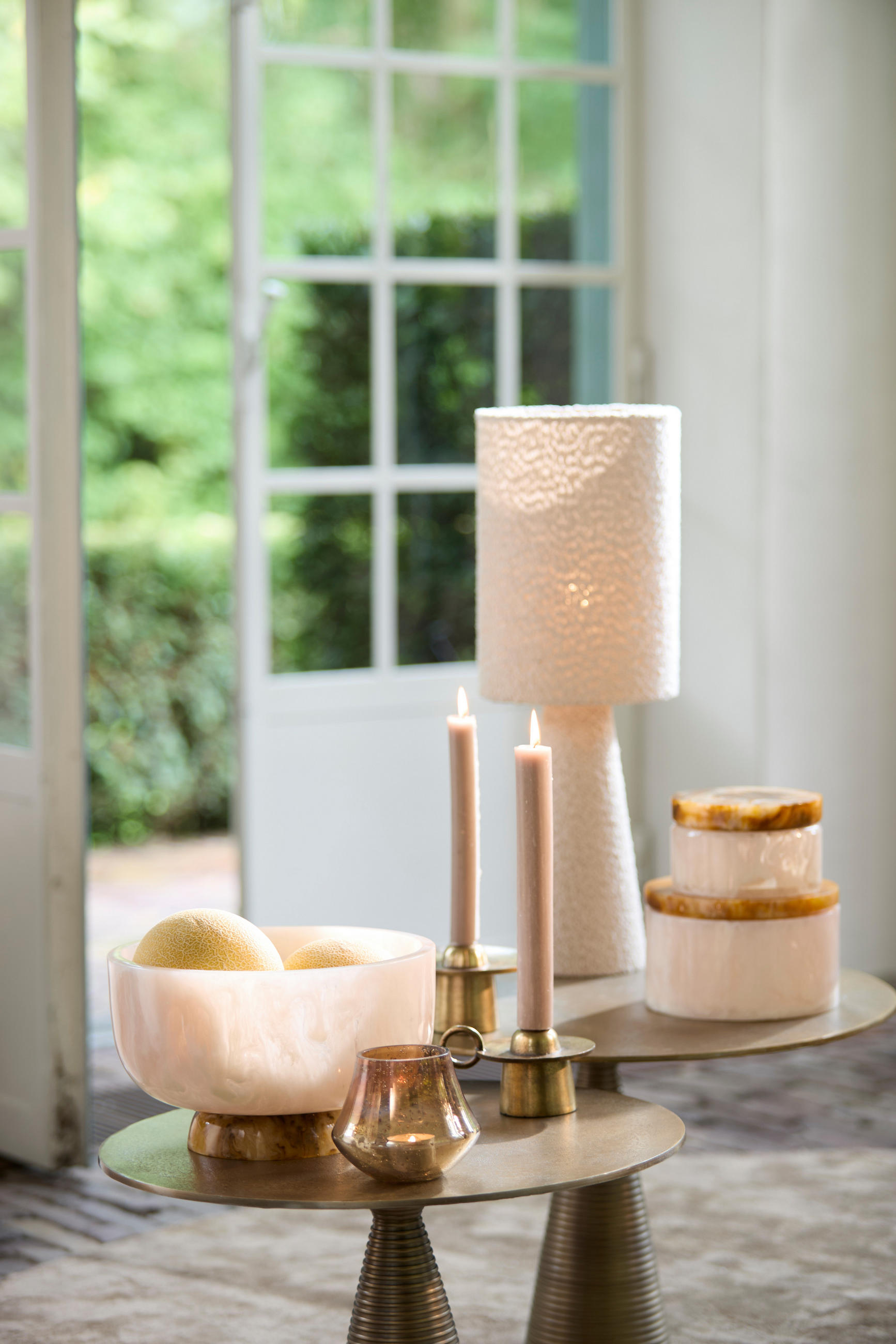 TISCHLAMPE Micky Braun Ø20/58 cm - Beige, Textil (20/20/58cm) - Light & Living
