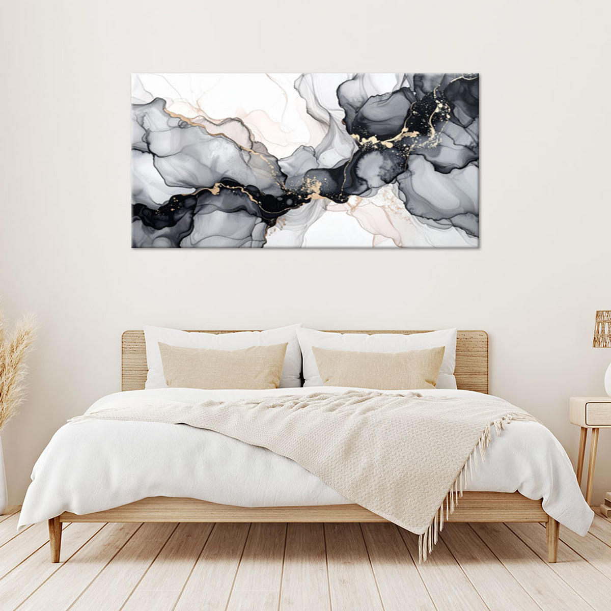 LEINWANDBILD Abstraktion 120x60cm - Schwarz, Textil (120/60cm) - Feeby