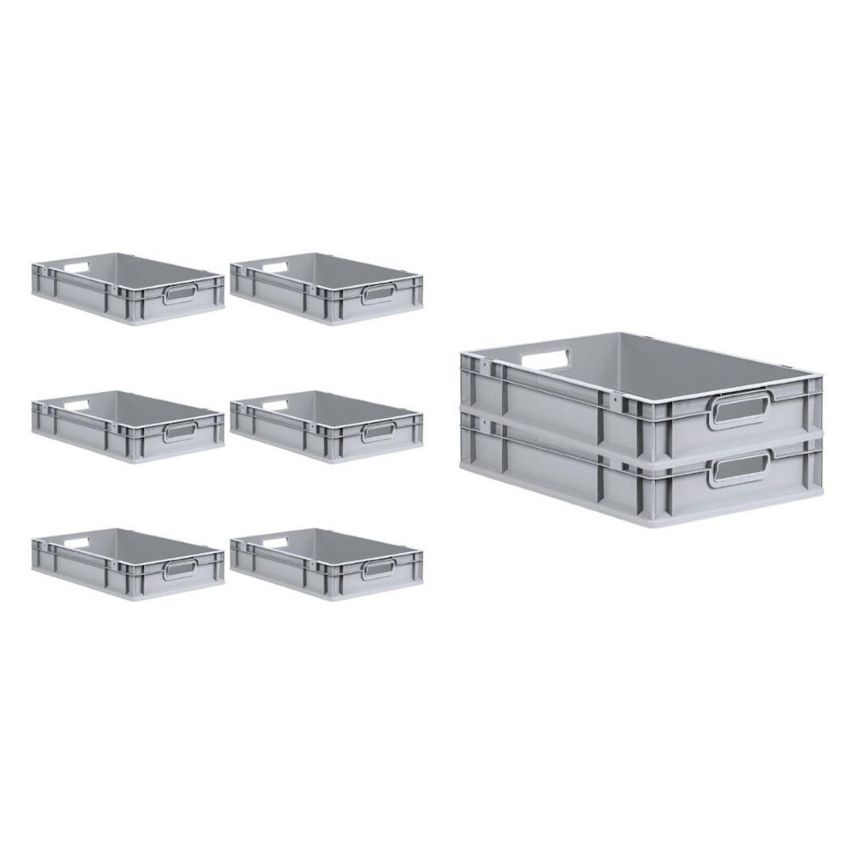 EUROBOX 8x Nextgen Economy Mit Scharnierdeckel Grau/GrünGriffe Offen 23 Liter - Grün, Kunststoff (40/12/60cm) - PROREGAL