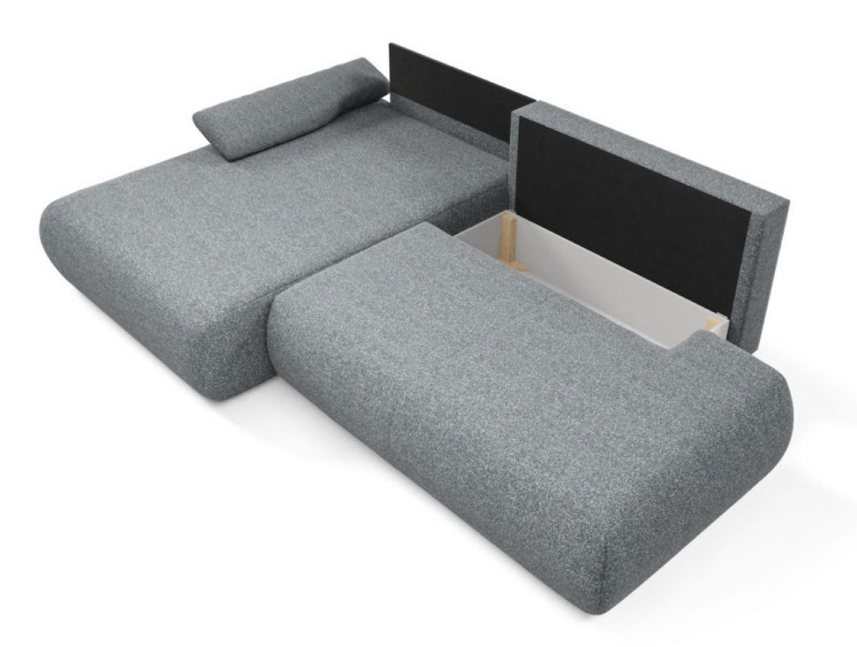 ECKSOFA Dunkelgrau PENTI Ausziehbar Mit Bettkasten Links - Dunkelgrau/Grau, Textil (286/173.5cm) - Sepro Meble