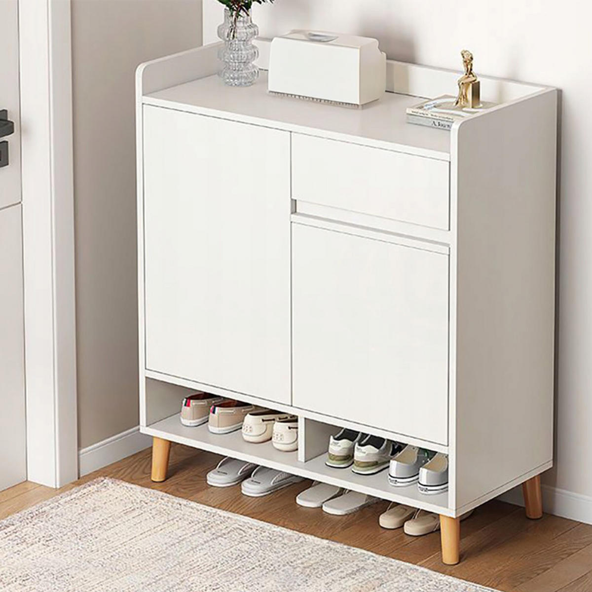 SCHUHSCHRANK Weiß 90/60/32 cm - Weiß, Holz (15/38/85cm) - MUVU