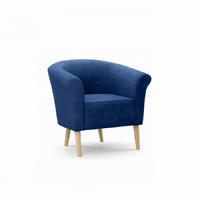SESSEL Pero marineblau, Buchenholz Beine, Lehnstuhl mit weicher Rückenlehne - Blau/Buchefarben, Holzwerkstoff (73/70/57cm) - Bettso